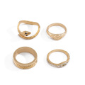 4-piece diamond eye combination ring, simple snake-shaped multi-element ring set